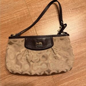Coach Beige and Dark Brown Wristlet
